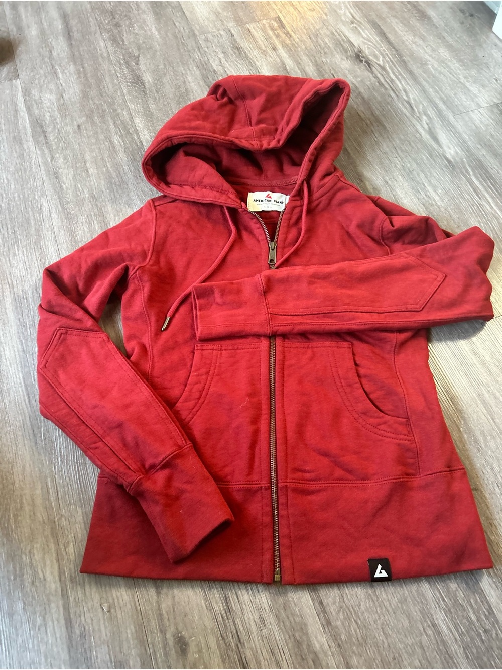 American Giant Crimson Red Full-Zip Hooded Sweatshirt new